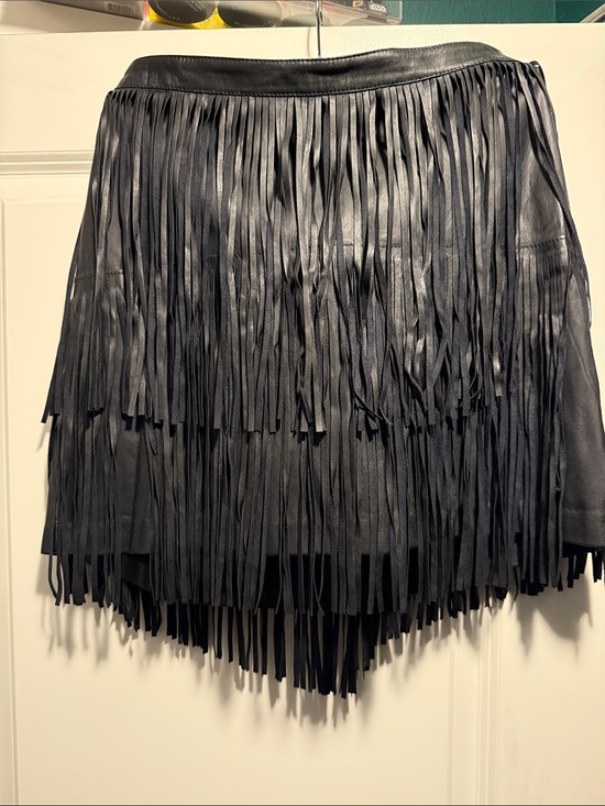 a.n.a Dresses & Skirts - a.n.a Black Fringe Leather Skirt